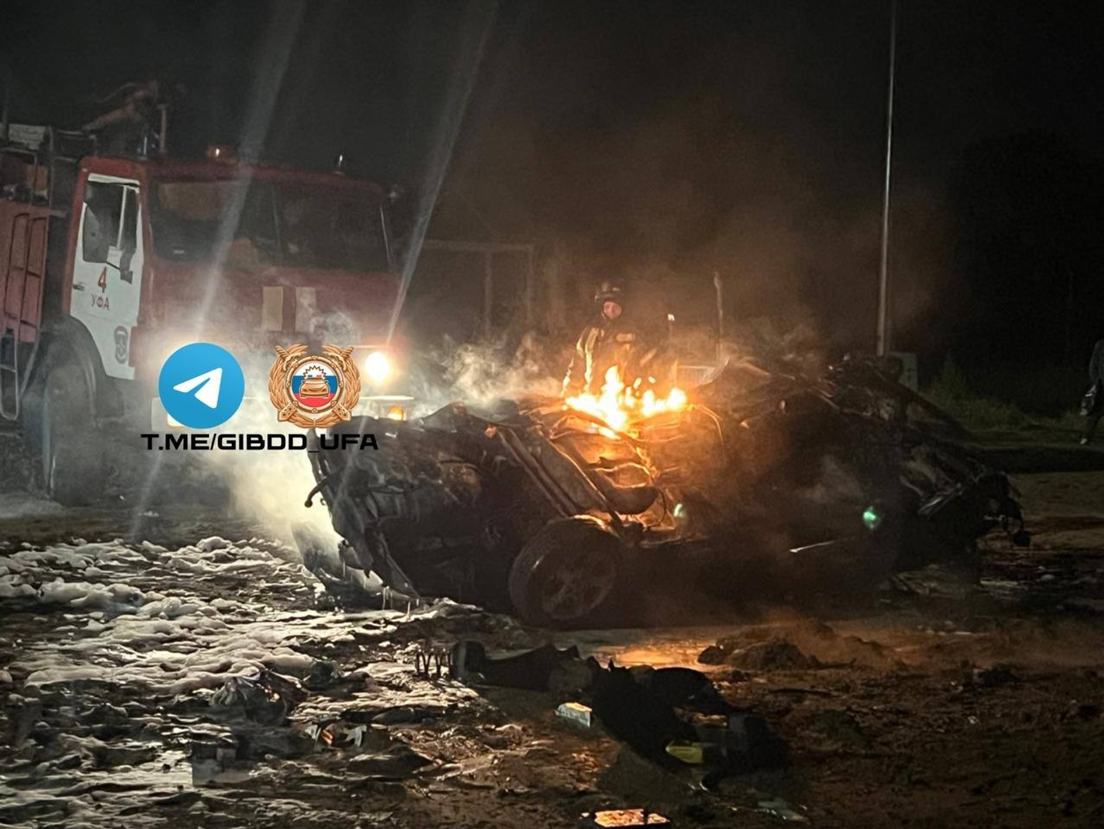 В Уфе водитель и пассажир  госпитализированы после возгорания  Тойоты