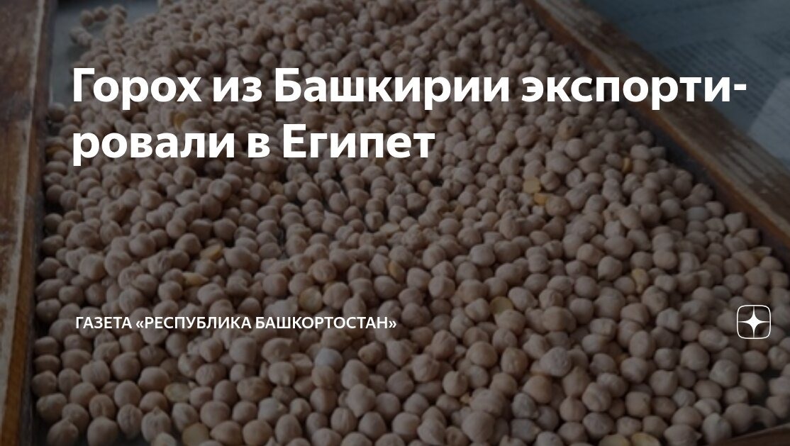 Компания из Башкирии отправила горох в Египет