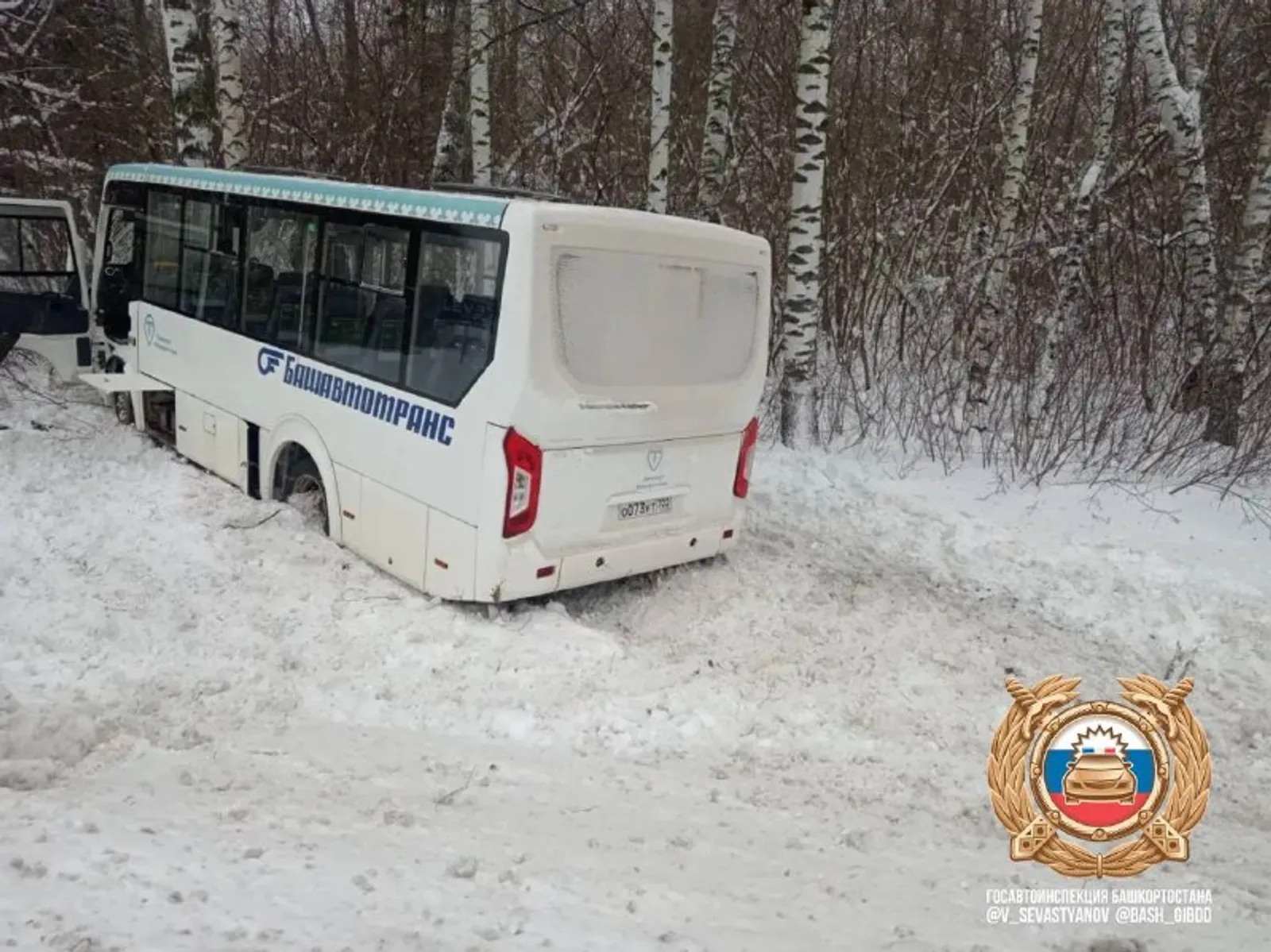В Башкирии автобус врезался в дерево